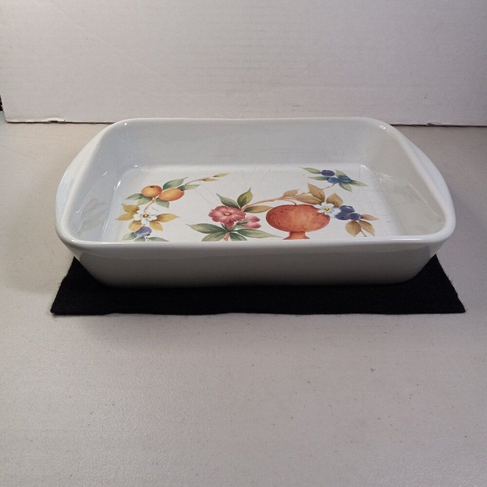 Vintage Brunelli Tiffany Pomegranate Flowers Heavy Bakeware Cottagecore